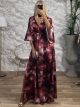 GLOW Satin Dress-Marble/Burgundy