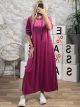 Velvet Oversized Hooded Dress-3283/Magenta
