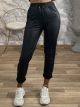 Elastic Leather Pants-1888/Black