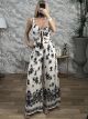 RetroFlowers CropTop&Pants Set-6086/White