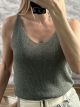 Lurex Sleeveless Knitted Top/Khaki