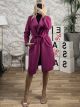 Asymmetrical Belt Coat/Magenta