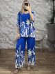 Set Floral Pants Cotton-2551/Blue Royal
