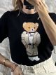 Shortsleeves Knitted Top-Bear/Black