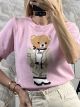 Shortsleeves Knitted Top-Bear/Pink