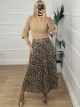 Pleated Skirt/Leopard Khaki