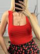 Knitted Ribbed Top/Red