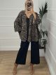 Felt Leopard Cardigan/Beige