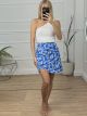 Floral Wrap Mini Skirt/Feathers Blue