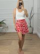 Floral Wrap Mini Skirt/Feathers Red