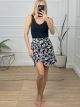 Floral Wrap Mini Skirt/Feathers Black