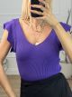 Knitted Ruffles Top/Purple