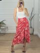 Midi Wrap Skirt/Red Floral