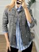 Fringe Strass Denim Jacket/Black