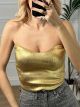 Strapless Metallic Top/Gold