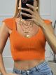 Crop Top Knitted Sleeves/Orange