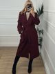 Bow Belt Sleeve Button Coat/Burgundy