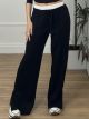 Double WaistBand Wide Pants-NEW/Black