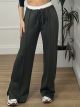 Double WaistBand Wide Pants-NEW/Khaki