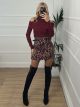 Mini Belt Skirt/Leopard Burgundy