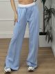 Double WaistBand Wide Pants-NEW/L.Blue