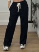 Wide Sweatpants White Drawstring/Black