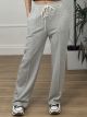 Wide Sweatpants White Drawstring/Grey