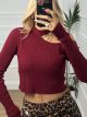 Knitted Top OpenShoulder Choker/Burgundy