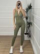 Zipper Sleeveless Bodysuit/Khaki