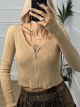 Knitted Top Zipper/Beige