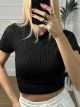 Viscose Shortsleeves Cropped Top/Black