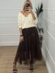 Tulle Sequin Skirt/Chocolat