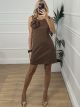 Alpha Line Viscose Flower Dress/Camel