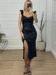 Midi Elastic Ruffles Dress