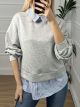 Shirt Viscose Button Sweatshirt/Grey