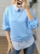 Shirt Viscose Button Sweatshirt/L.Blue