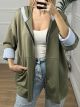 Viscose Zipper Shirt Cardigan/Khaki