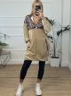 Velvet Sweatshirt Dress/Beige