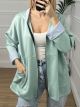 Viscose Zipper Shirt Cardigan/Mint