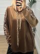 Velvet Leopard Hooded Sweatshirt/Camel