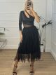 Tulle Midi Skirt/Black