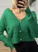 Plaid Cropped Cardigan/Green