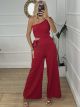 Bow Crep Jumpsuit/Red