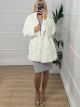 Buttons Fur Coat/White