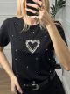 Pearls Heart T-shirt/Black