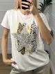 Sequins Leopard Star T-shirt/White