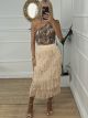 Fringe Skirt/Beige
