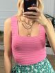 Knitted Ribbed Top/Pink