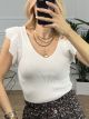 Knitted Ruffles Top/White