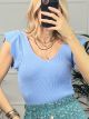Knitted Ruffles Top/L.Blue